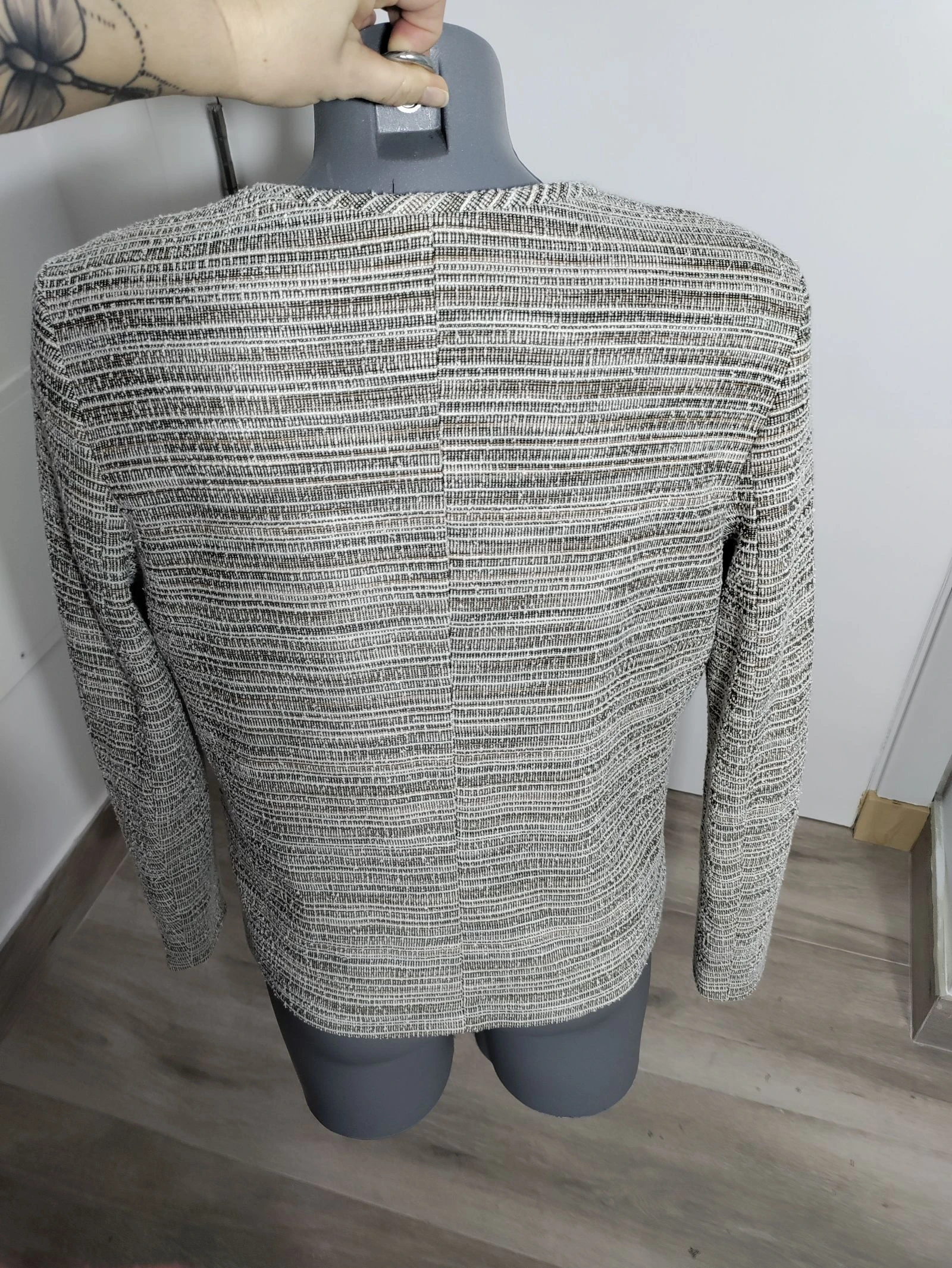 Chaqueta Mango Suit tweed jaspeada abierta – Talla L – photo 7